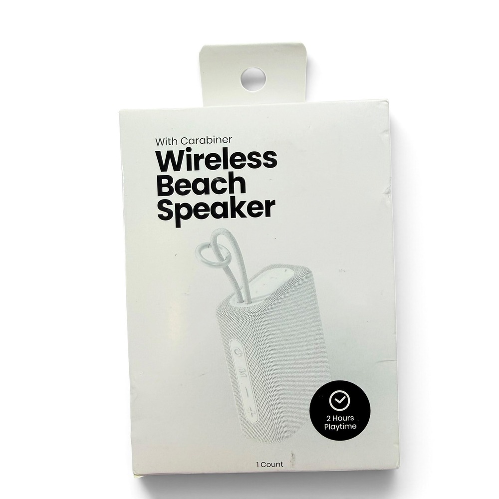 Wireless Beach Speaker White IP45 Water Resistant Portable 5W Carabiner Chug Inc